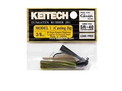 Keitech - Tungsten Rubber Jig - MODEL I - GREEN PUMPKIN CHARTREUSE 401 (3/8oz) - Skirted Jig Heads | Eastackle