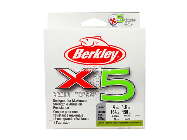 Berkley - X5 150m - 4LB - LOW VIS GREEN - Braided/PE Line | Eastackle