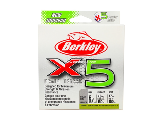 Berkley - X5 150m - 6LB - LOW VIS GREEN - Braided/PE Line | Eastackle