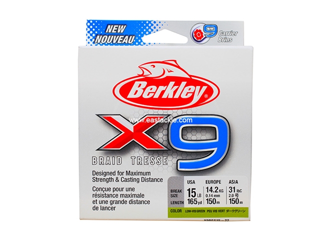 Berkley - X9 150m - 15LB - LOW VIS GREEN - Braided/PE Line | Eastackle