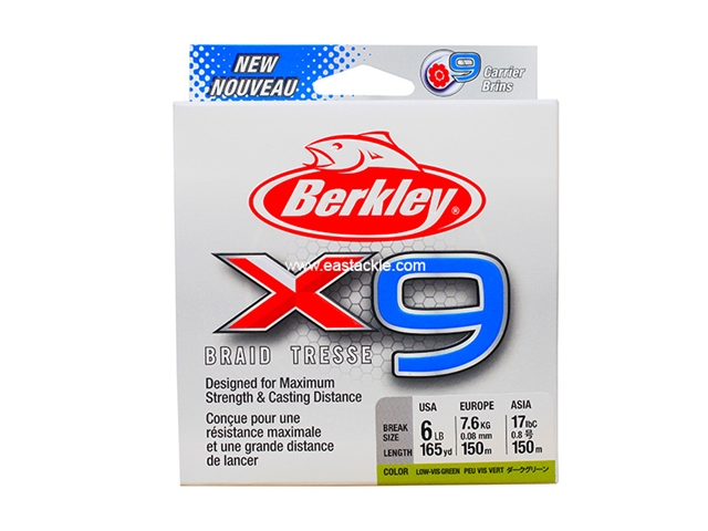 Berkley - X9 150m - 6LB - LOW VIS GREEN - Braided/PE Line | Eastackle