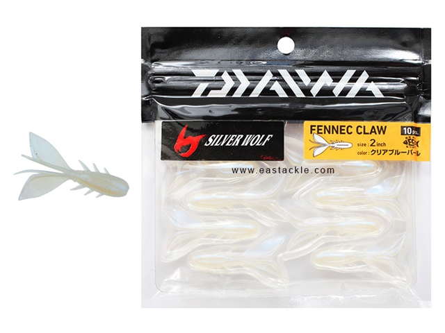 Daiwa - Silver Wolf Fennec Claw 2in - CLEAR BLUE PEARL - Soft Plastic Creature Bait | Eastackle