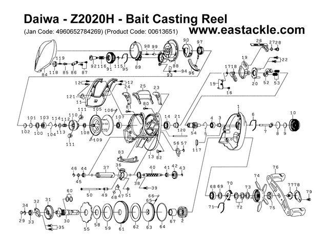 Daiwa - Z2020H - Bait Casting Reel - Part No16 | Eastackle