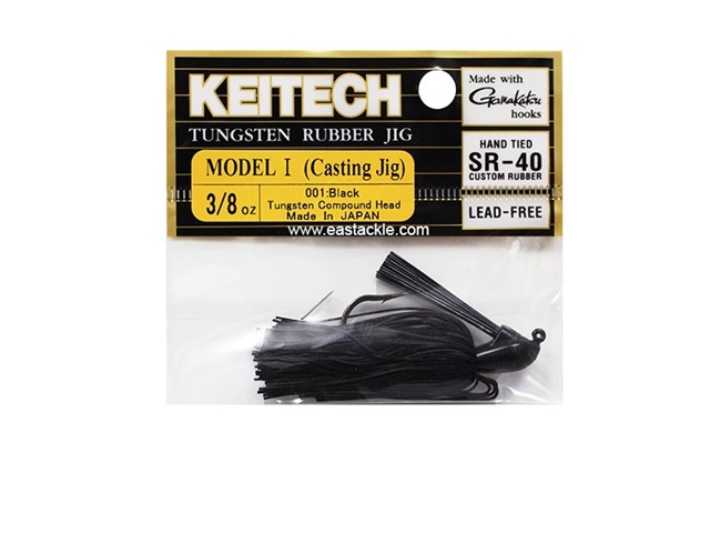 Keitech - Tungsten Rubber Jig - MODEL I - BLACK 001 (3/8oz) - Skirted Jig Heads | Eastackle