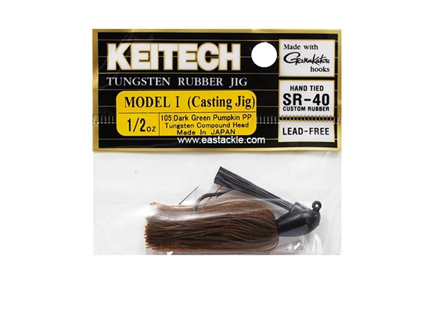 Keitech - Tungsten Rubber Jig - MODEL I - DARK GREEN PUMPKIN PP 105 (1/2oz) - Skirted Jig Heads | Eastackle