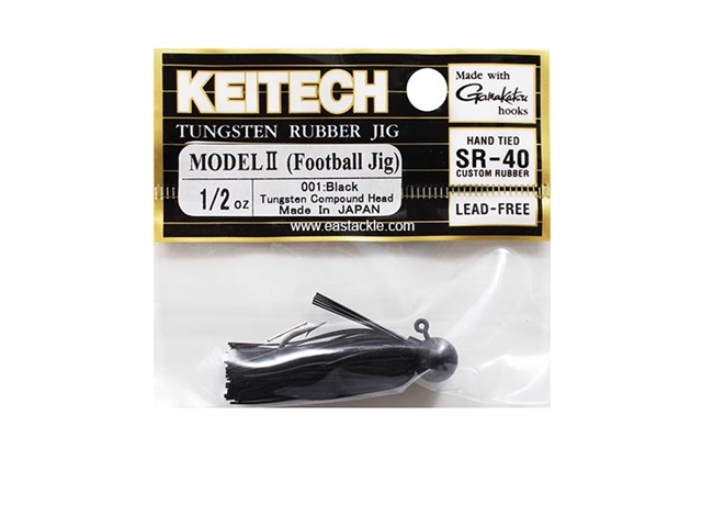 Keitech - Tungsten Rubber Jig - MODEL II - BLACK 001 (1/2oz) - Skirted Jig Head | Eastackle