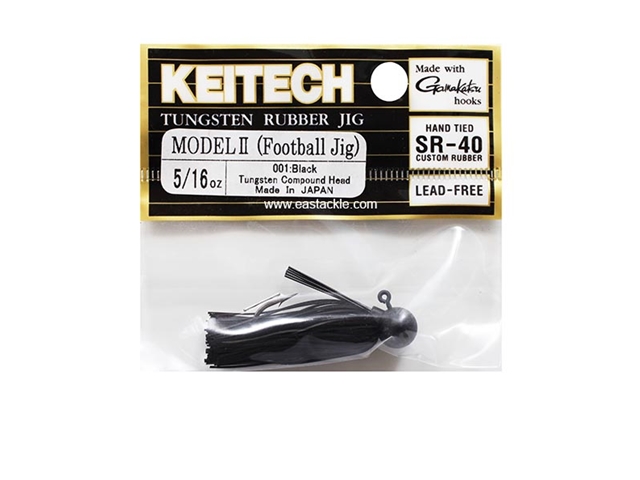 Keitech - Tungsten Rubber Jig - MODEL II - BLACK 001 (5/16oz) - Skirted Jig Head | Eastackle
