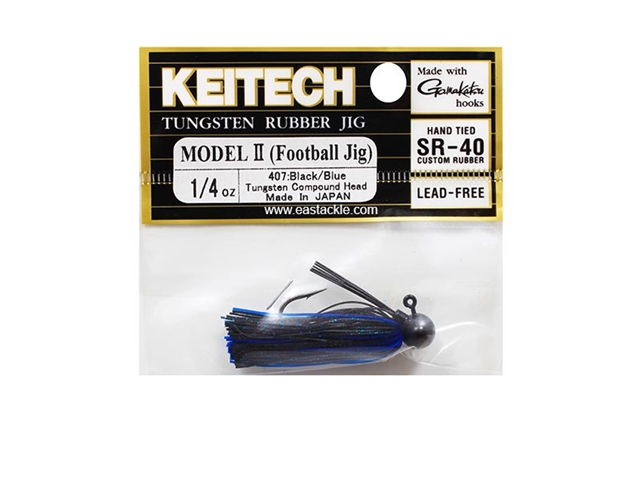 Keitech - Tungsten Rubber Jig - MODEL II - BLACK BLUE 407 (1/4oz) - Skirted Jig Head | Eastackle