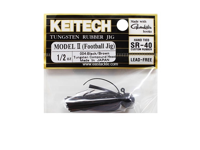 Keitech - Tungsten Rubber Jig - MODEL II - BLACK BROWN 004 (1/2oz) - Skirted Jig Head | Eastackle