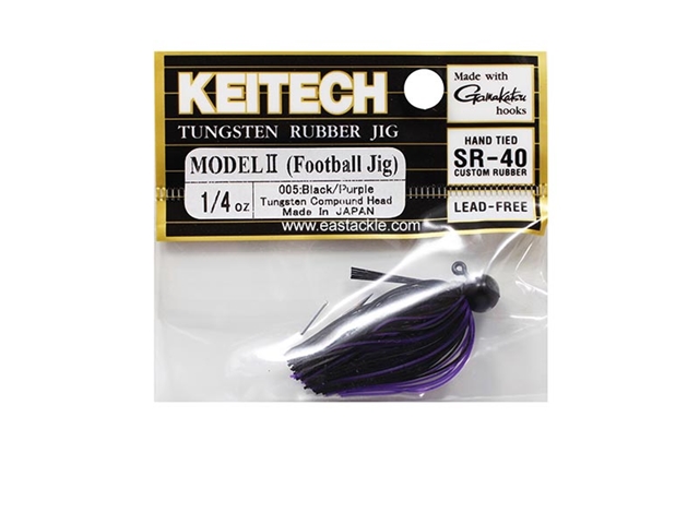 Keitech - Tungsten Rubber Jig - MODEL II - BLACK PURPLE 005 (1/4oz) - Skirted Jig Head | Eastackle