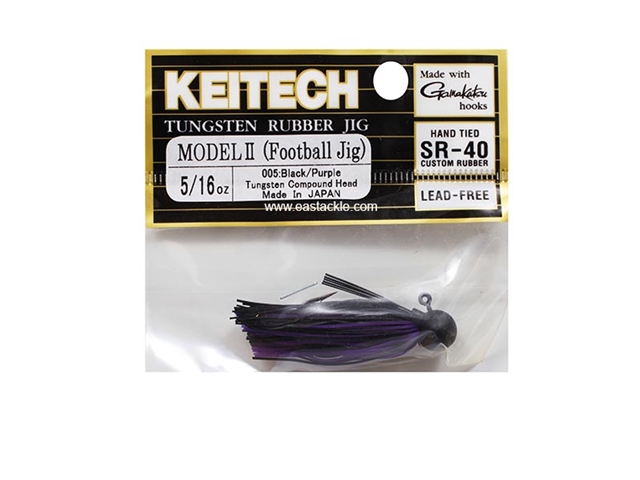 Keitech - Tungsten Rubber Jig - MODEL II - BLACK PURPLE 005 (5/16oz) - Skirted Jig Head | Eastackle
