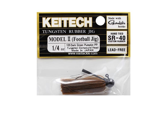 Keitech - Tungsten Rubber Jig - MODEL II - DARK GREEN PUMPKIN PP 105 (1/4oz) - Skirted Jig Head | Eastackle