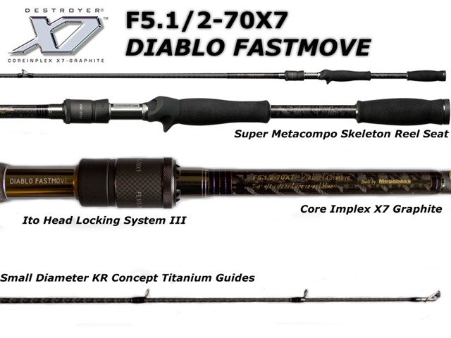Megabass - Destroyer X7 - F5.1/2-70X7 - DIABLO FASTMOVE - Bait Casting Rod | Eastackle