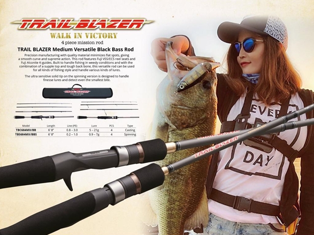 Rapala - Trail Blazer - Medium Versatile Black Bass - TBS684MX - Travel Spinning Rod | Eastackle