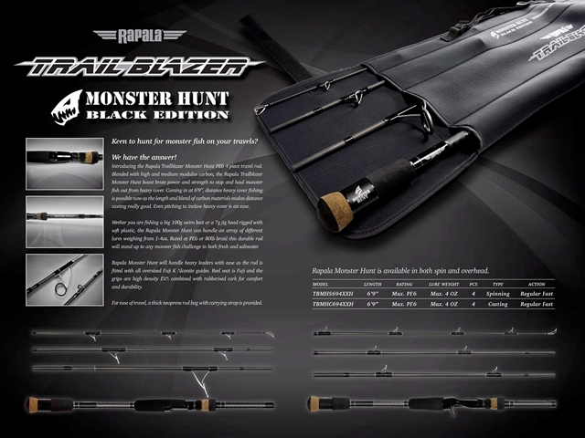 Rapala - Trail Blazer Monster Hunt - TBMHC694XXH - Travel Bait Casting Rod | Eastackle