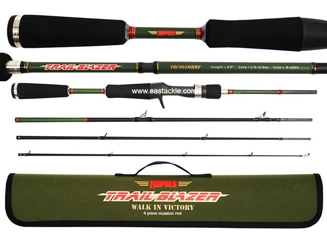 Rapala - Trail Blazer - TBC664MHRF - 4 Piece Travel Bait Casting Rod | Eastackle