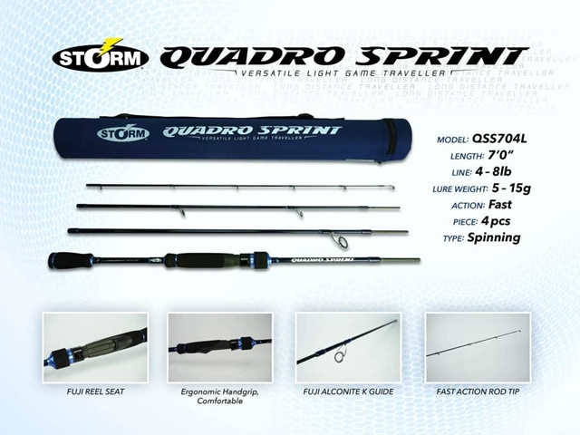 Storm - 2019 Quadro Sprint - QSS704L - Travel Spinning Rod | Eastackle