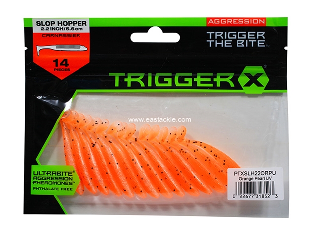 Trigger X - Slop Hopper PTXSLH22 - 2.2in - ORANGE PEARL UV - Soft Plastic Swim Bait
