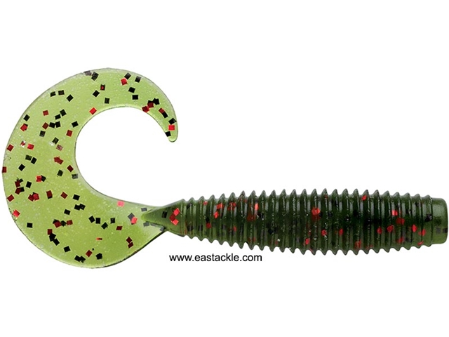 Trigger X - Swimming Grub PTXSG4 - WATERMELON RED FLAKE - 10cm - Soft Plastic Curly Tail Grub | Eastackle
