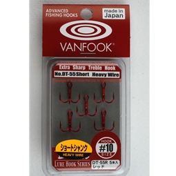 Vanfook - Black Bass Series - DT-55R - “Heavy Duty” Treble Hook #10 - Anodized Red