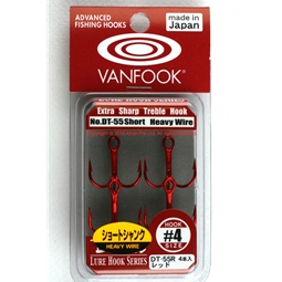 Vanfook - Black Bass Series - DT-55R - “Heavy Duty” Treble Hook #4 - Anodized Red