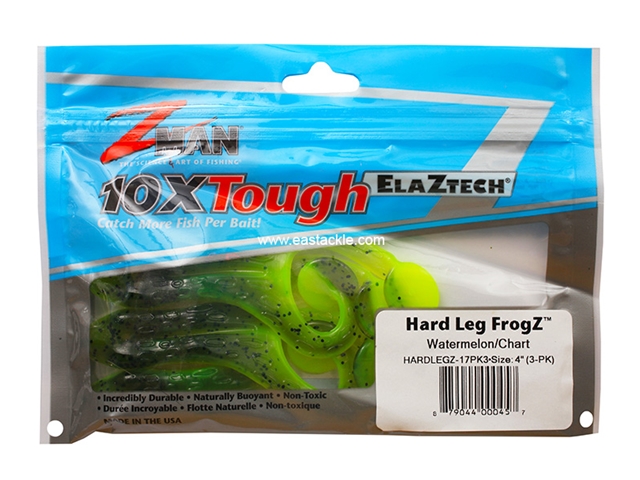 Z-Man - Hard Leg Frog-Z 4 - WATERMELON / CHART - Soft Plastic Frog Bait, Fishing Lure