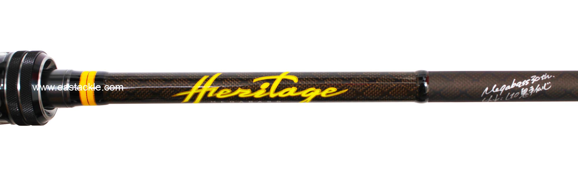 Megabass - Heritage F4-68XHT - Bait Casting Rod - Fore Grip Lockin Nut and Logo (Top View) | Eastackle