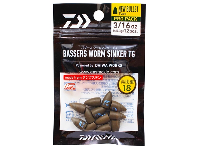Daiwa - Bassers Worm Sinker TG New Bullet Pro Pack 5.3g - 3/16oz (12pcs) | Eastackle